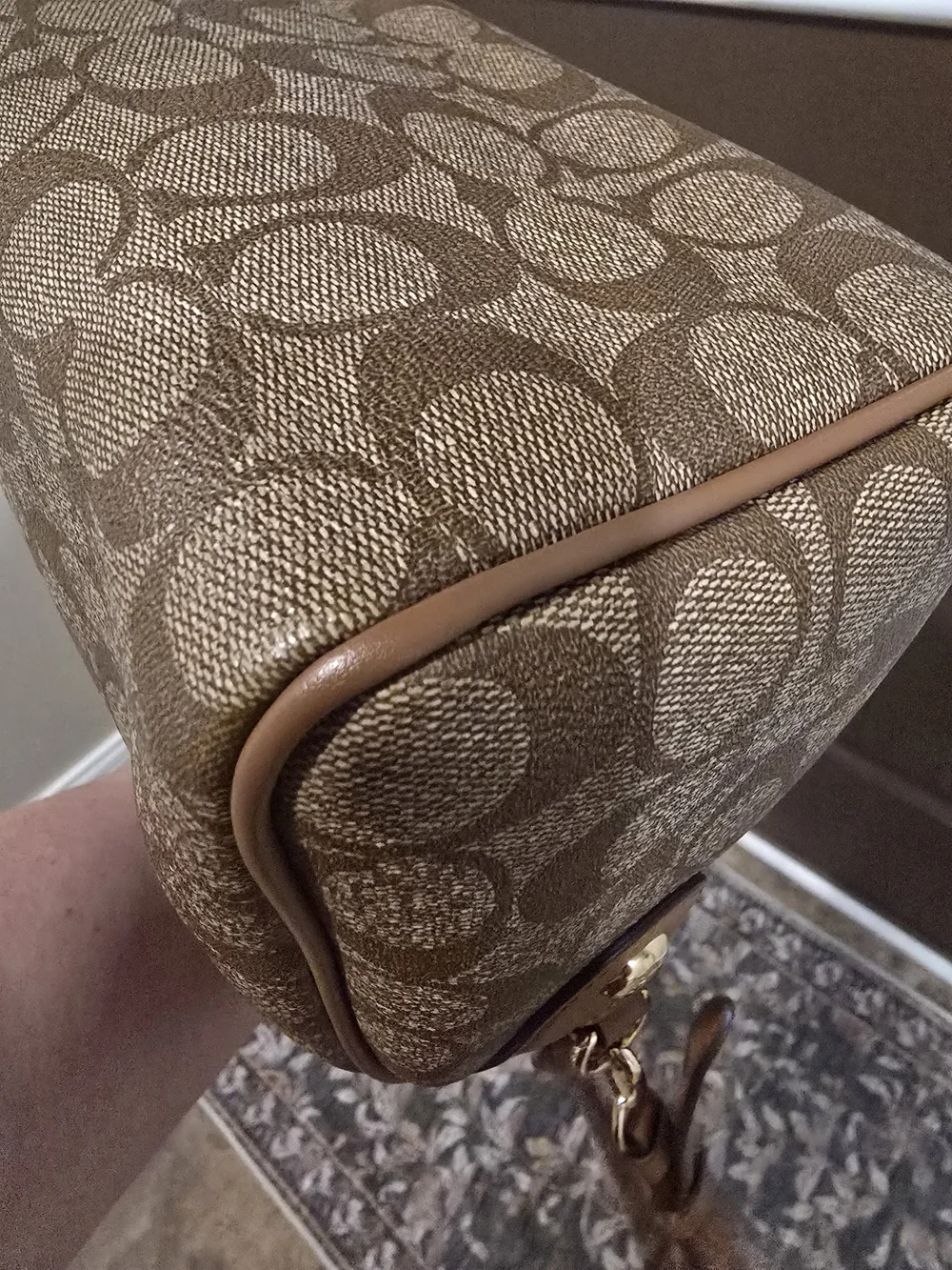 Coach Signature Canvas Satchel in Khaki and Tan